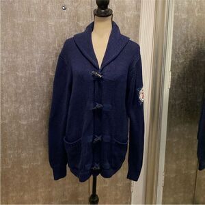Polo RL Navy Blue Knit toggle Cardigan, L